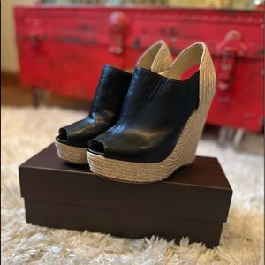 Gucci Tiffany Espadrille peep toe wedge